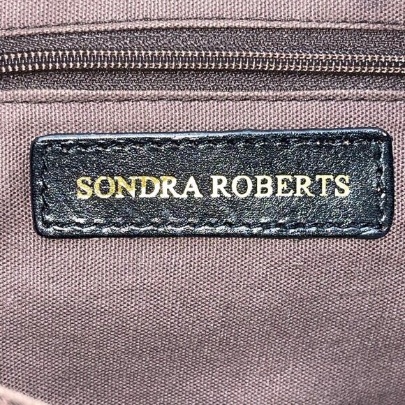 Sondra Roberts Women’s Black & Brown Crocodile Embossed Leather Shoulder Bag - Picture 6 of 11